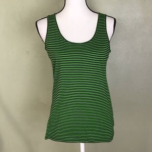 Talbots Green Black Stripped Tank Top Size S